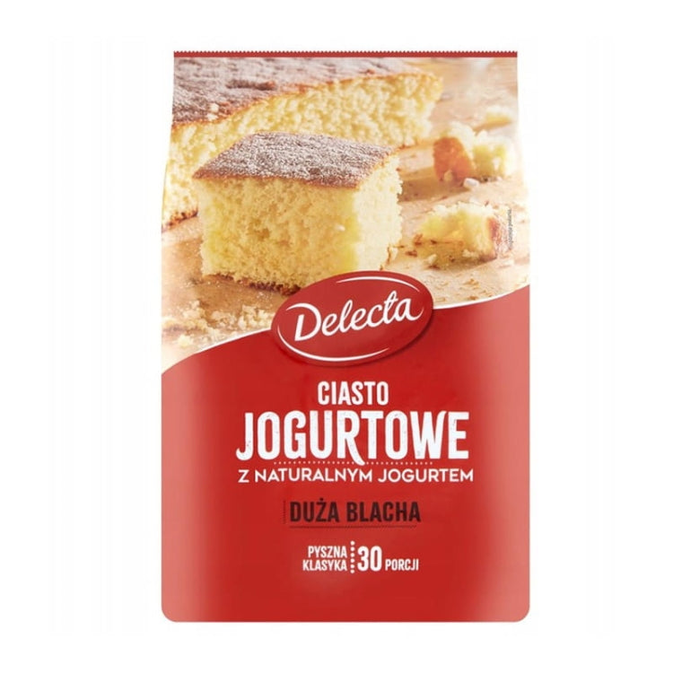 Delecta Duża Blacha Ciasto jogurtowe z naturalnym jogurtem mieszanka do wypieku ciasta 600 g